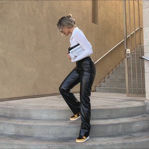 Faux leather pants